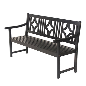 Sloane Ogee Diamond-Back 600-Lbs Support Acacia Wood Outdoor Garden Patio Bench - JONATHAN Y